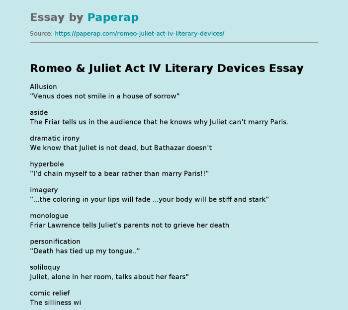 Literary devices in romeo and juliet act 2