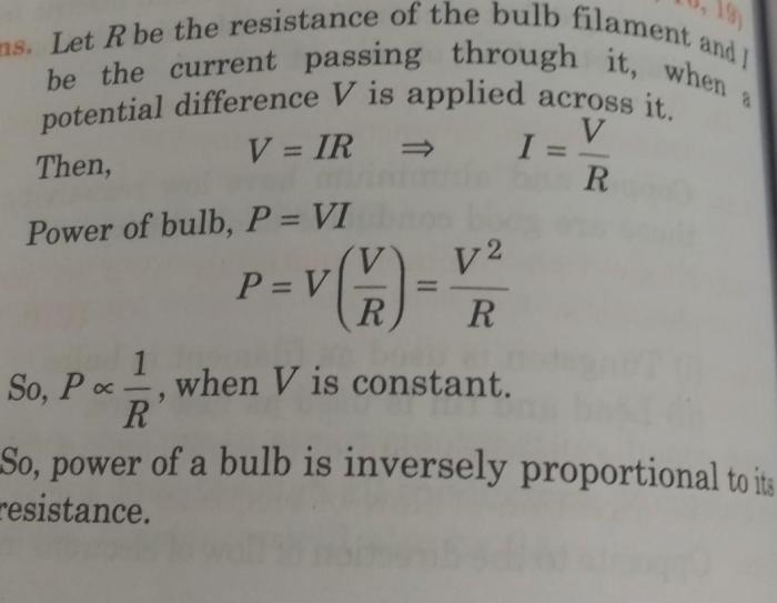 Proportional inversely resistance current