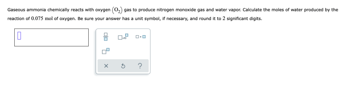 Ammonia moles chemically gaseous reacts equation stoichiometry transcribed